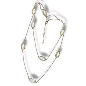 Gold Tone Crystal Glass Station‎ Necklace 36"-38"